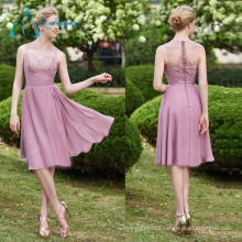 Lace Appliques Knee Length Plus Size New Chiffon Bridesmaid Dress